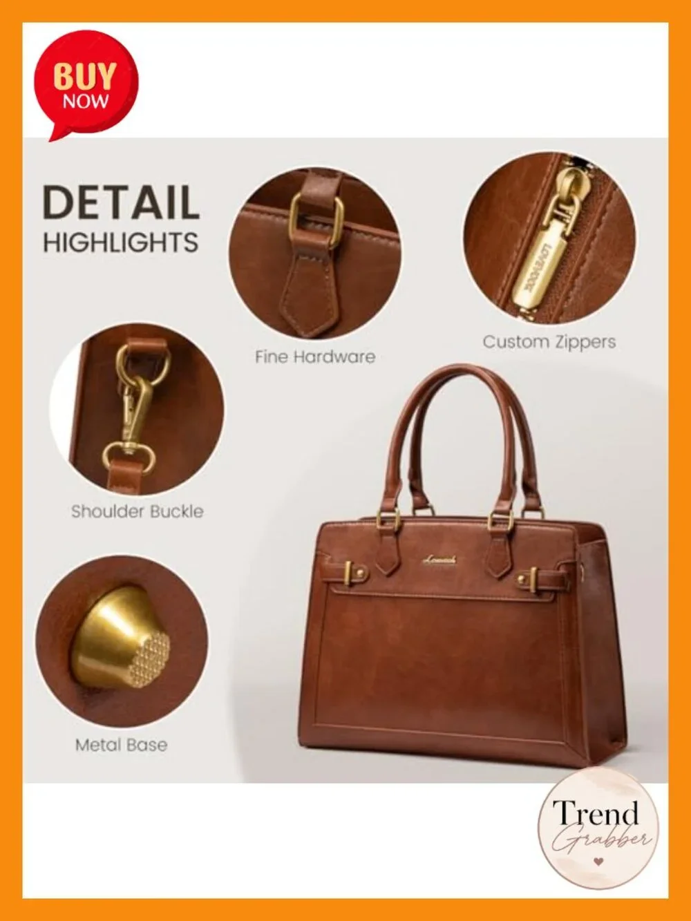 PU Leather Satchel Tote Shoulder Bag for Women Multi-Pocket Handbag